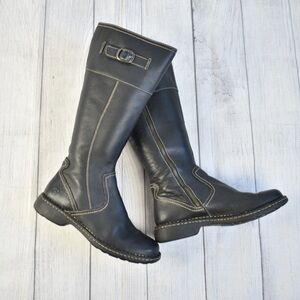 Born Black Pebbled Leather Round Toe Riding Boots 7 ½